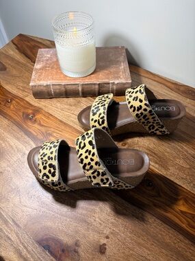 Leopard Print Double-Strap Wedge Sandals - Tan/Black by Corky’s Boutique
